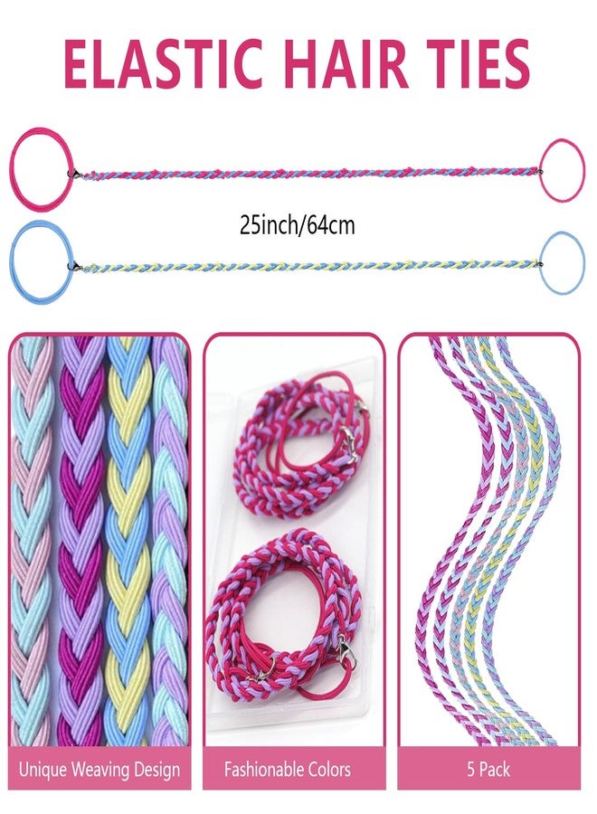 Charunee 5Pcs Rip Hair Tie Colorful Elastic Soft Beach Hair Wrap Strings for Women & Girls,Tangle Free Ponytail Wrap Around Hairs Tie Ideal for Surfing, Running, Exercising(25 In) - Image 2